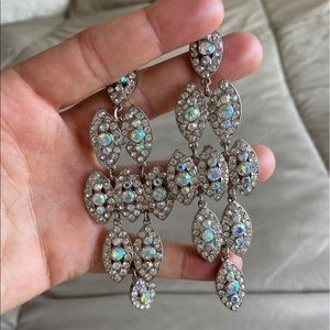 Prom iridescent silver earrings